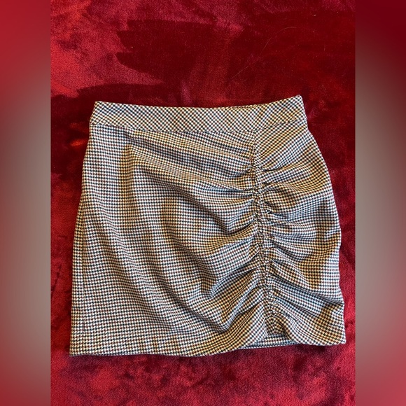 Free People Houndstooth Skirt summer minimalist Brown Size 0 Neutral Soft - Picture 2 of 6